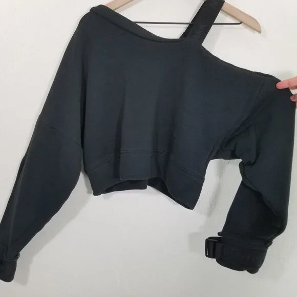 Women's Black Asymmetric Strap Cropped Top Adidas Ivy Park Worn Once - Picture 6 of 9